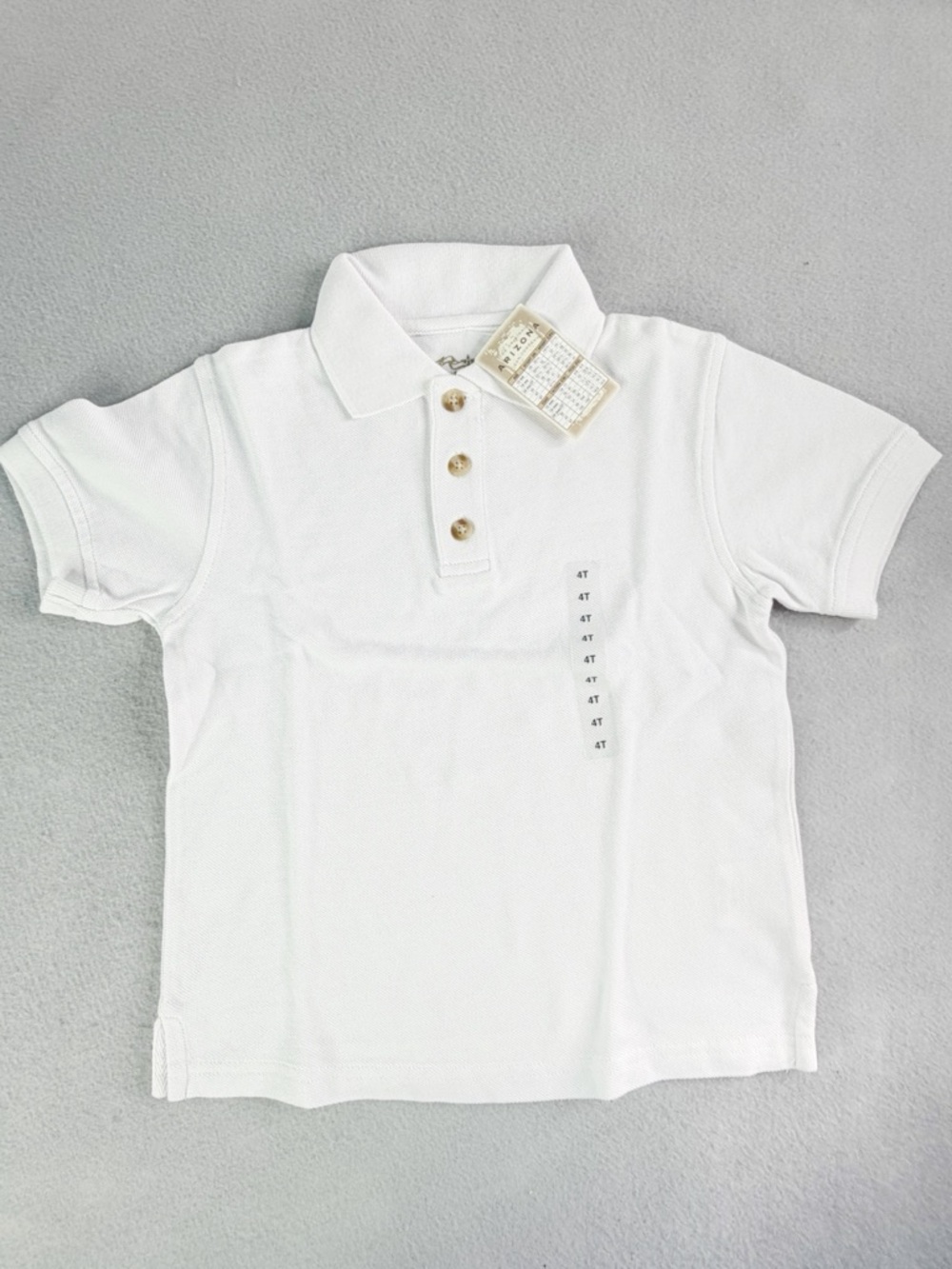Arizona Boys Size 4 Polo Short Sleeve Shirt White New Tags